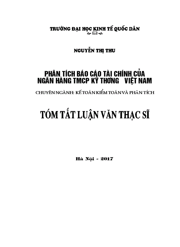 image for page Phân tích báo cáo tài chính của Ngân hàng TMCP Kỹ thương Việt Nam