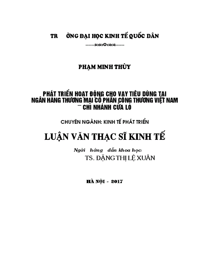 image for page Phát triển hoạt động cho vay tiêu dùng tại Ngân hàng TMCP Công Thương Việt Nam - Chi Nhánh Cửa Lò