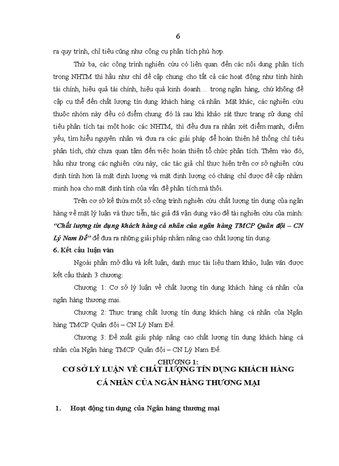 image for page Chất lượng tín dụng khách hàng cá nhân của Ngân hàng TMCP Quân đội (MB) - Chi nhánh Lý Nam Đế