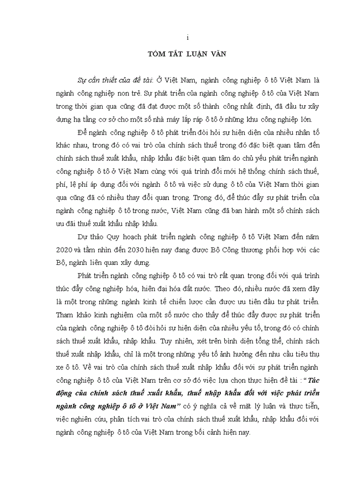 image for page Tác động của chính sách thuế xuất khẩu, thuế nhập khẩu đối với việc phát triển ngành công nghiệp ô tô ở Việt Nam