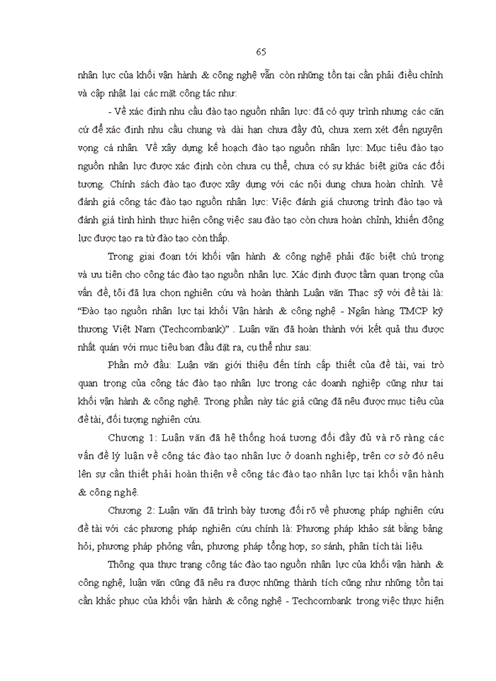 image for page Đào tạo nguồn nhân lực tại khối Vận hành & công nghệ - Ngân hàng TMCP kỹ thương Việt Nam (Techcombank)