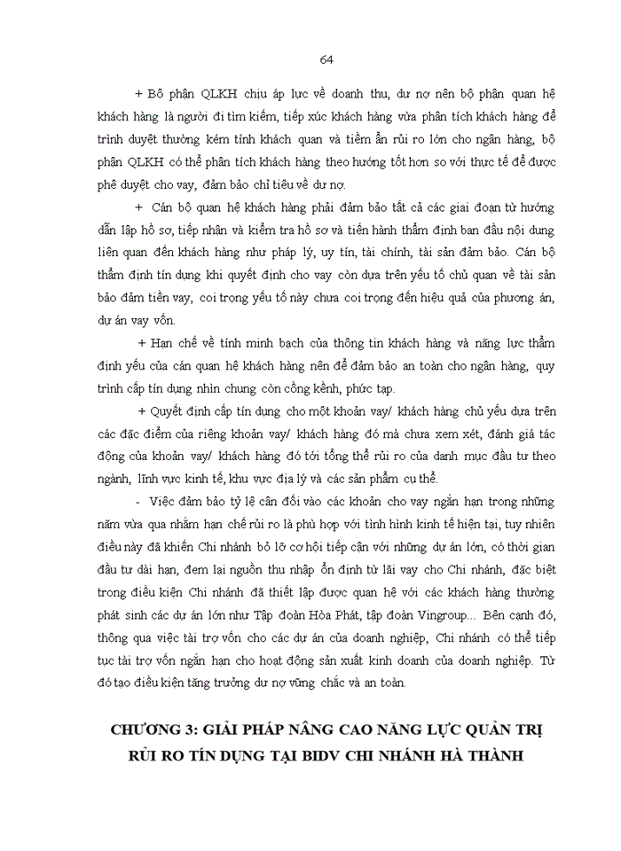 image for page Quản trị rủi ro tín dụng tại ngân hàng thương mại cổ phần đầu tư phát triển Việt Nam chi nhánh Hà Thành