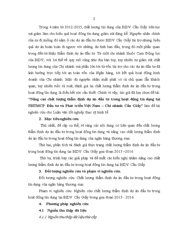 image for page Nâng cao chất lượng thẩm định dự án đầu tư trong hoạt động tín dụng tại NHTMCP Đầu tư và Phát triển Việt Nam – Chi nhánh Cầu Giấy