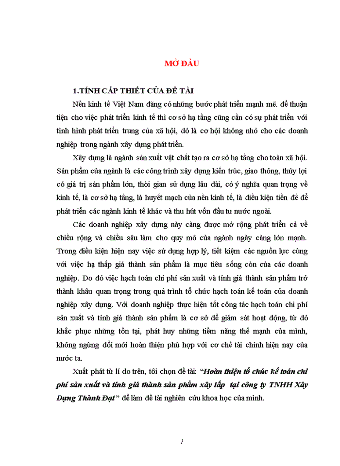 image for page Hoàn thiện tổ chức kế toán chi phí sản xuất và tính giá thành sản phẩm xây lắp  tại công ty TNHH Xây Dựng Thành Đạt