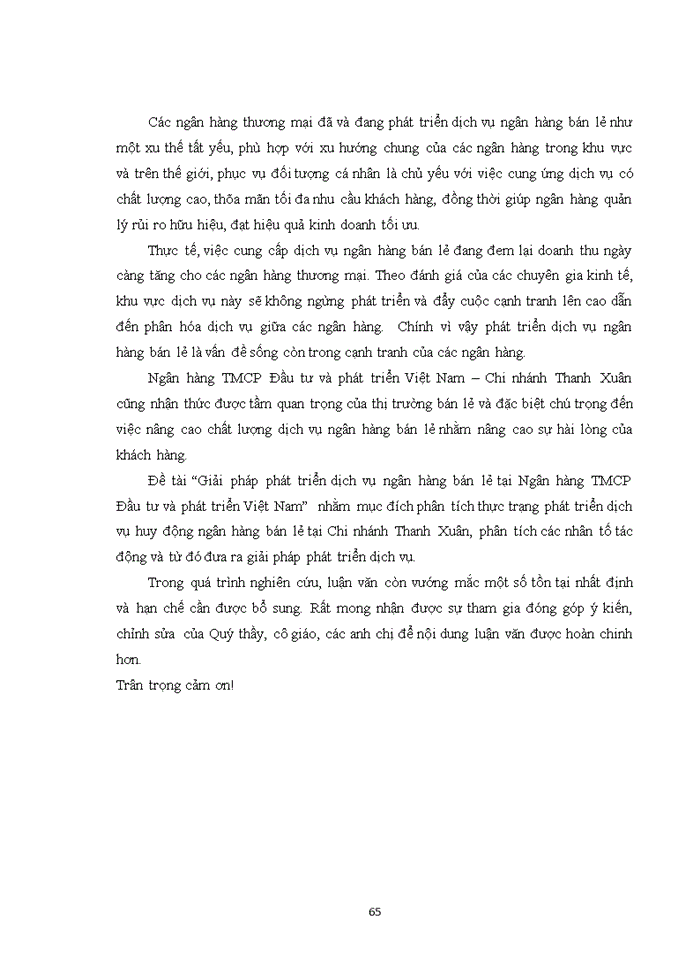 image for page Giải pháp phát triển dịch vụ ngân hàng bán lẻ tại Ngân hàng TMCP Đầu tư và phát triển Việt Nam – Chi nhánh Thanh Xuân