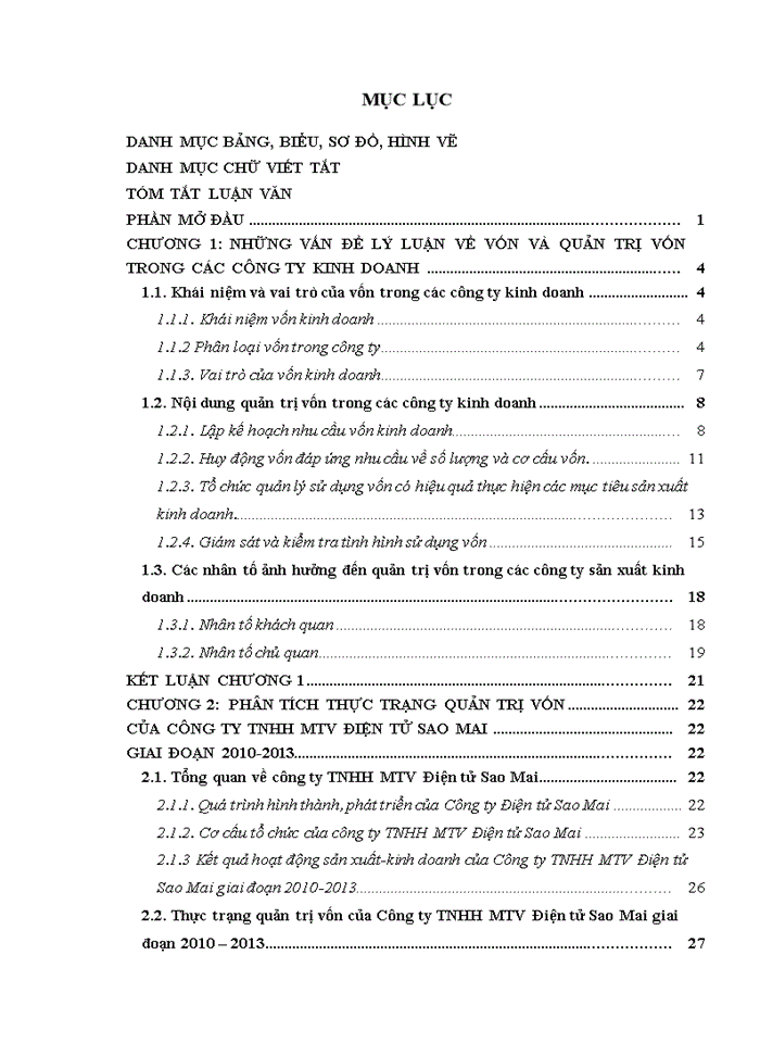 image for page Hoàn thiện quản trị vốn của công ty trách nhiệm hữu hạn một thành viên Điện tử Sao Mai