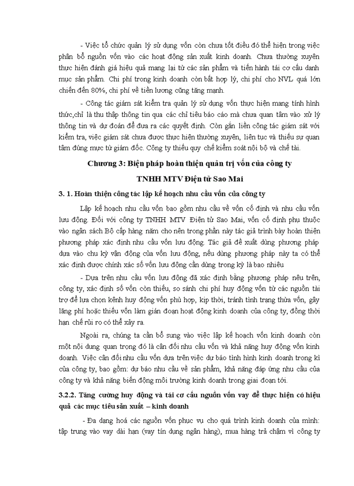 image for page Hoàn thiện quản trị vốn của công ty trách nhiệm hữu hạn một thành viên Điện tử Sao Mai