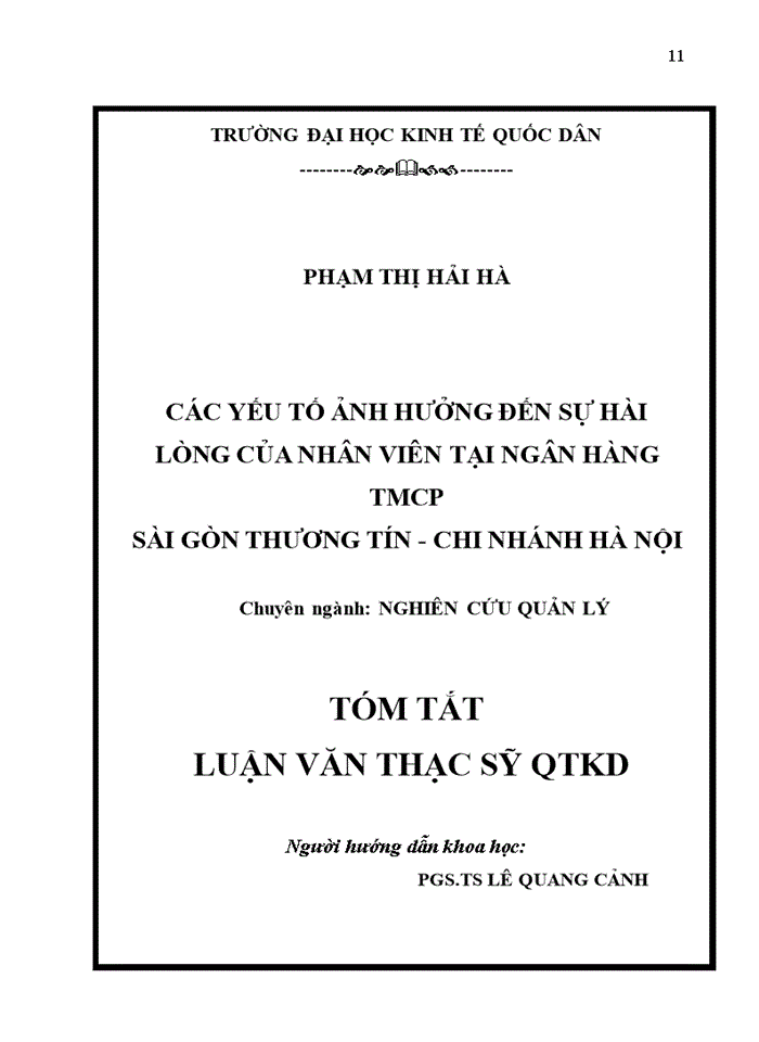 image for page Các yếu tố ảnh hưởng đến sự hài lòng của nhân viên tại Ngân hàng TMCP Sài Gòn Thương Tín - Chi nhánh Hà Nội
