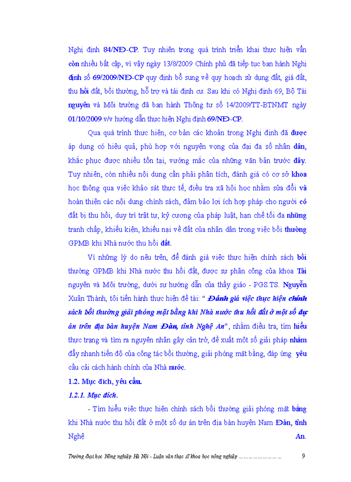 image for page Đánh giá việc thực hiện chính sách bồi thường giải phóng mặt bằng khi Nhà nước thu hồi đất ở một số dự án trên địa bàn huyện Nam Đàn, tỉnh Nghệ An