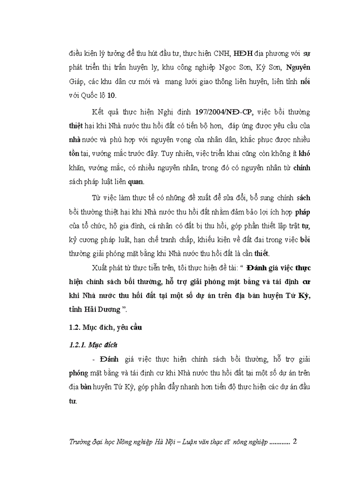 image for page Đánh giá việc thực hiện chính sách bồi thường, hỗ trợ giải phóng mặt bằng và tái định cư khi Nhà nước thu hồi đất tại một số dự án trên địa bàn huyện Tứ Kỳ, tỉnh Hải Dương