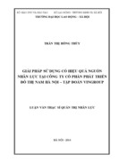 Giải pháp sử dụng có hiệu quả nguồn nhân lực tại Công ty cổ phần phát triển đô thị Nam Hà Nội -Tập đoàn VINGROUP