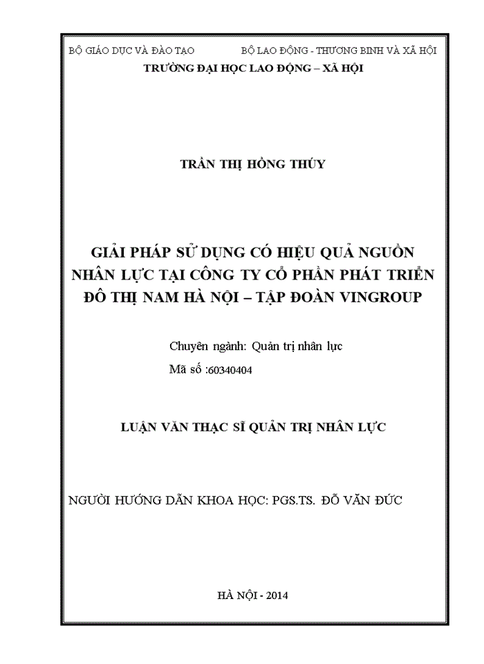 image for page Giải pháp sử dụng có hiệu quả nguồn nhân lực tại Công ty cổ phần phát triển đô thị Nam Hà Nội -Tập đoàn VINGROUP