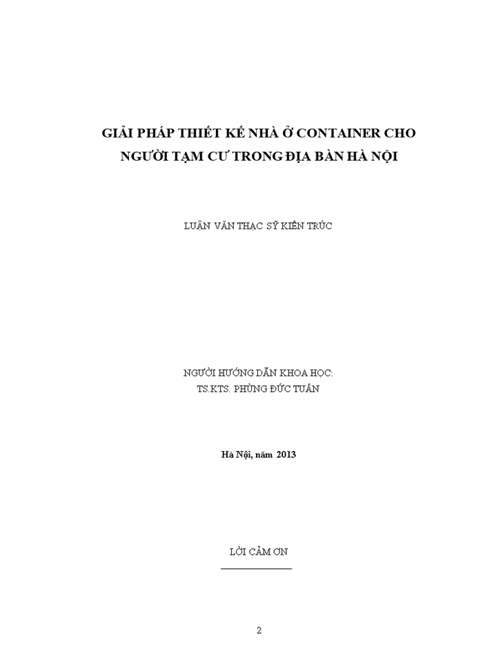Giải pháp thiết kế nhà ở container cho người tạm cư trong địa bàn Hà Nội.