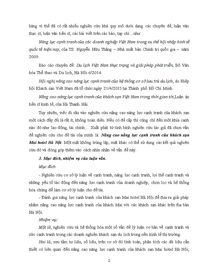 image for page Nâng cao năng lực cạnh tranh của khách sạn Mai Hotel Hà Nội