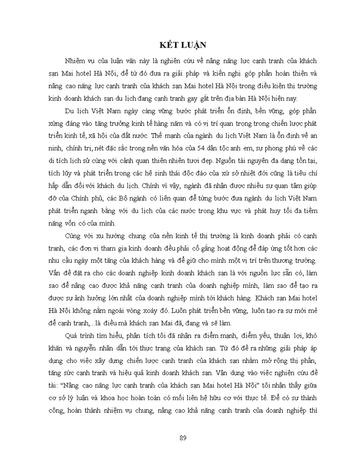 image for page Nâng cao năng lực cạnh tranh của khách sạn Mai Hotel Hà Nội