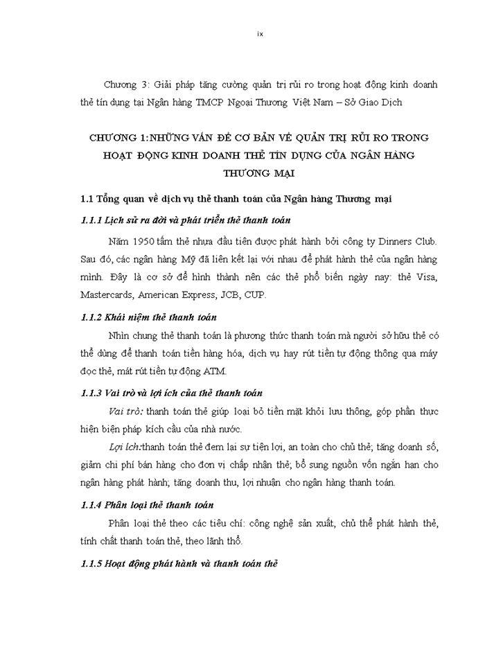image for page Quản trị rủi ro trong hoạt động kinh doanh thẻ tín dụng tại Ngân hàng TMCP Ngoại Thương Việt Nam – Sở Giao Dịch