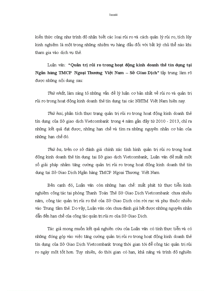 image for page Quản trị rủi ro trong hoạt động kinh doanh thẻ tín dụng tại Ngân hàng TMCP Ngoại Thương Việt Nam – Sở Giao Dịch