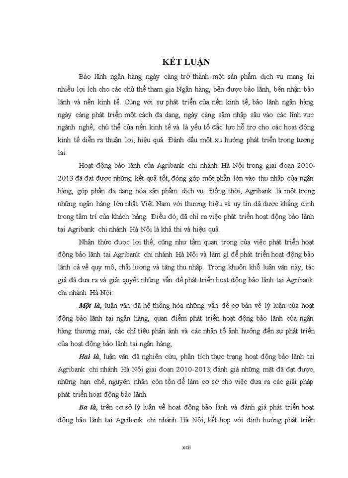 image for page Phát triển hoạt động bảo lãnh tại Ngân hàng nông nghiệp và phát triển nông thôn Việt Nam chi nhánh Hà Nội