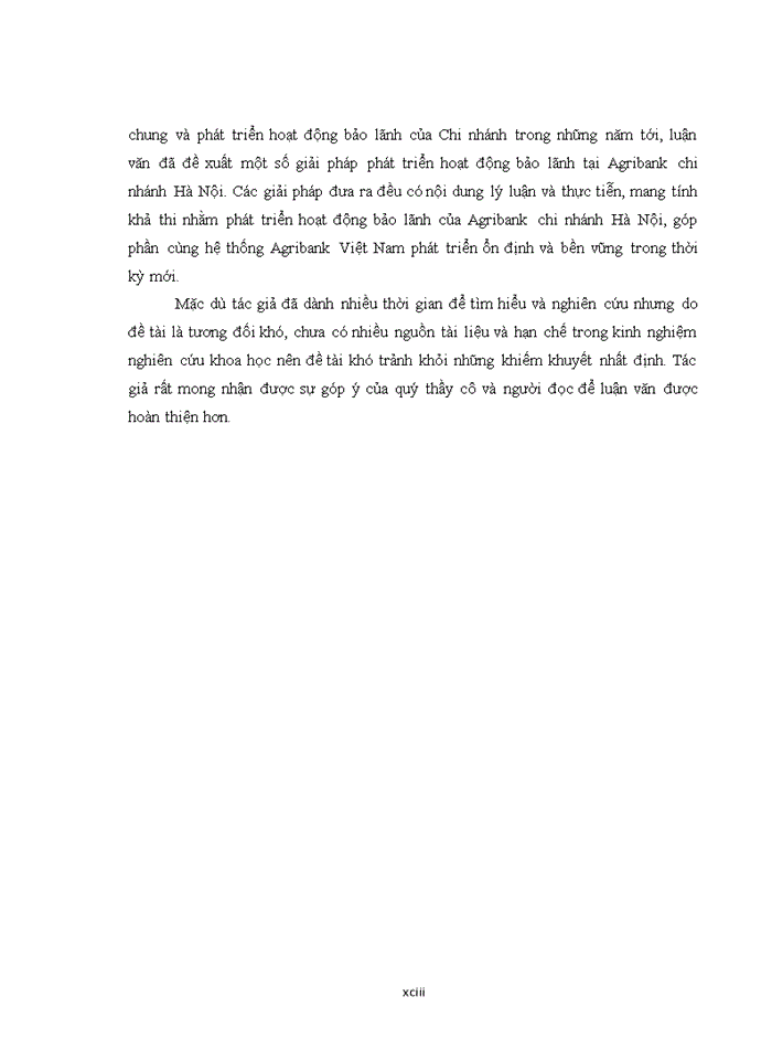 image for page Phát triển hoạt động bảo lãnh tại Ngân hàng nông nghiệp và phát triển nông thôn Việt Nam chi nhánh Hà Nội