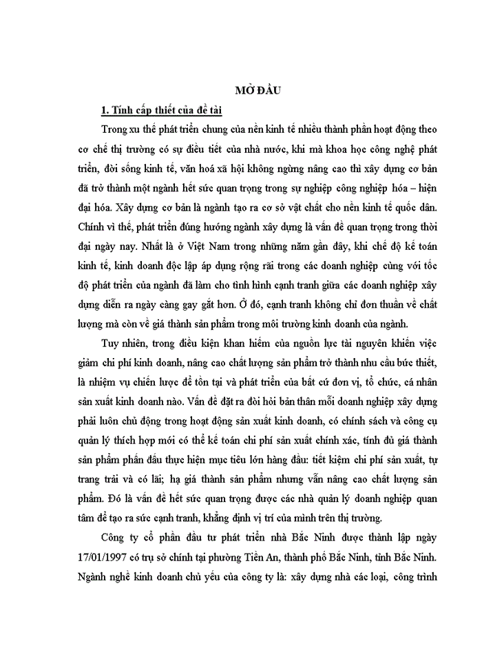 image for page Hoàn thiện kế toán chi phí sản xuất và tính giá thành sản phẩm xây lắp tại Công ty cổ phần đầu tư phát triển nhà Bắc Ninh