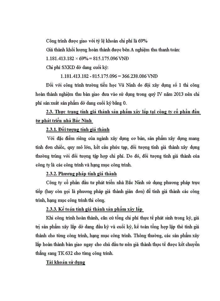 image for page Hoàn thiện kế toán chi phí sản xuất và tính giá thành sản phẩm xây lắp tại Công ty cổ phần đầu tư phát triển nhà Bắc Ninh