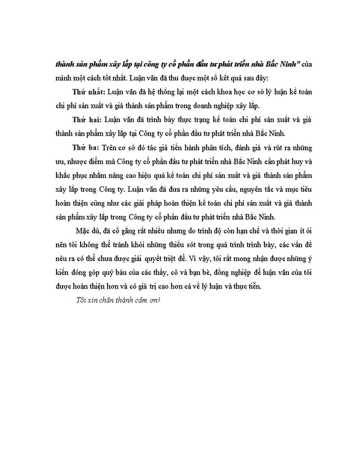 image for page Hoàn thiện kế toán chi phí sản xuất và tính giá thành sản phẩm xây lắp tại Công ty cổ phần đầu tư phát triển nhà Bắc Ninh