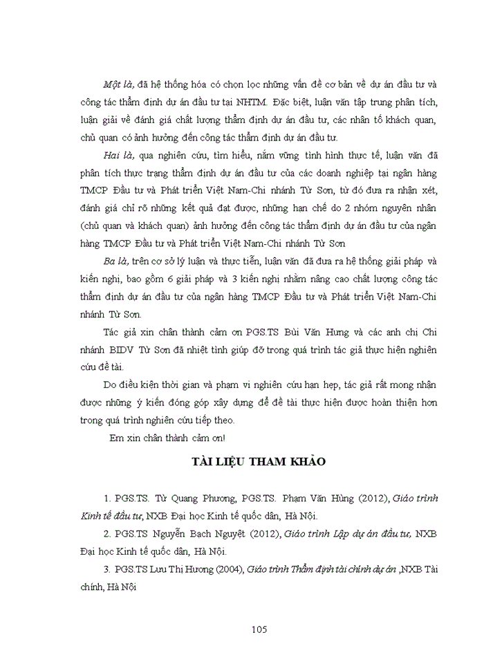 image for page Hoàn thiện công tác thẩm định dự án đầu tư của các doanh nghiệp tại Ngân hàng TMCP Đầu tư và phát triển Việt Nam-Chi nhánh Từ Sơn