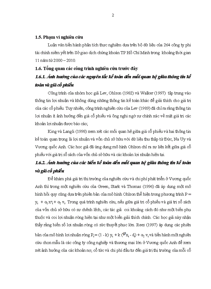 image for page Nghiên cứu mối quan hệ giữa thông tin kế toán và giá cổ phiếu của các công ty niêm yết trên Sở giao dịch Chứng khoán Thành phố Hồ Chí Minh
