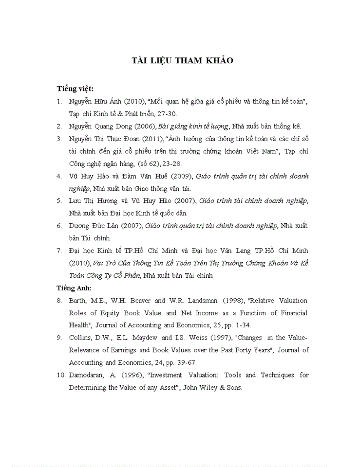 image for page Nghiên cứu mối quan hệ giữa thông tin kế toán và giá cổ phiếu của các công ty niêm yết trên Sở giao dịch Chứng khoán Thành phố Hồ Chí Minh