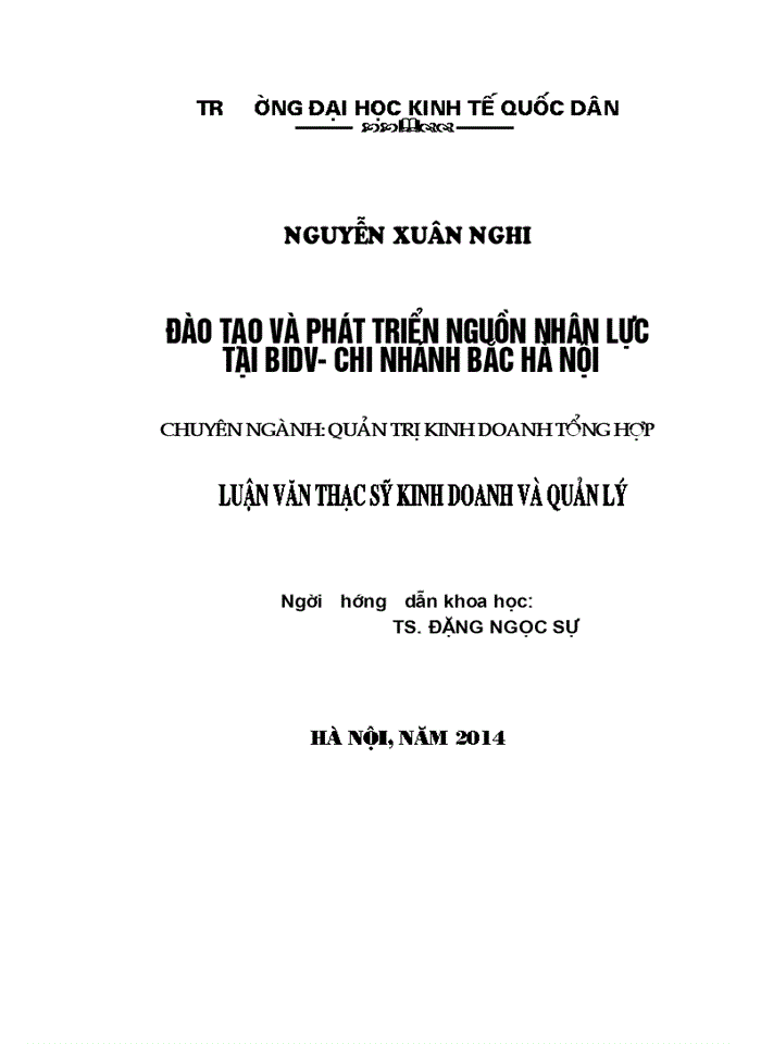 Đào tạo và phát triển nguồn nhân lực tại BIDV- chi nhánh Bắc Hà Nội