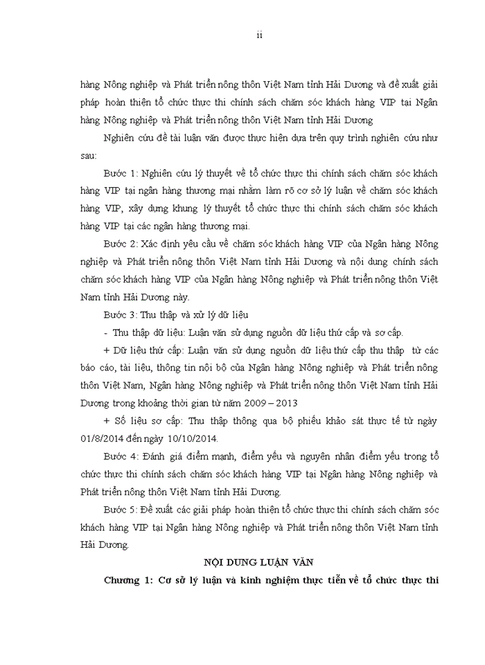 image for page Tổ chức thực thi chính sách chăm sóc khách hàng VIP tại Ngân hàng Nông nghiệp và Phát triển nông thôn Việt Nam tỉnh Hải Dương