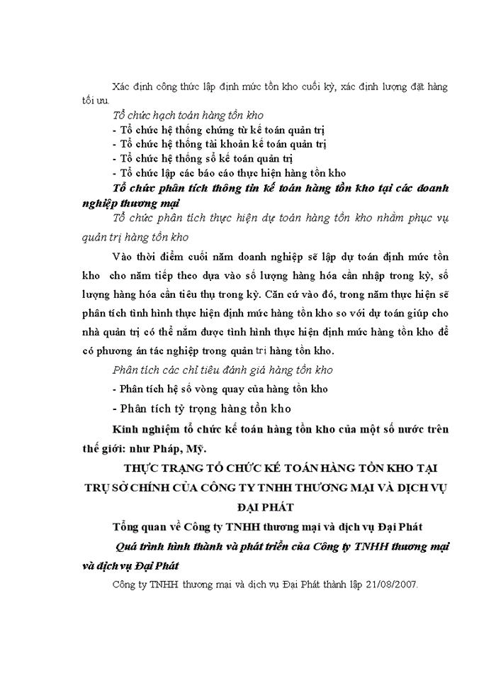 image for page Hoàn thiện tổ chức kế toán hàng tồn kho tại trụ sở chính của công ty tnhh thương mại và dịch vụ Đại Phát