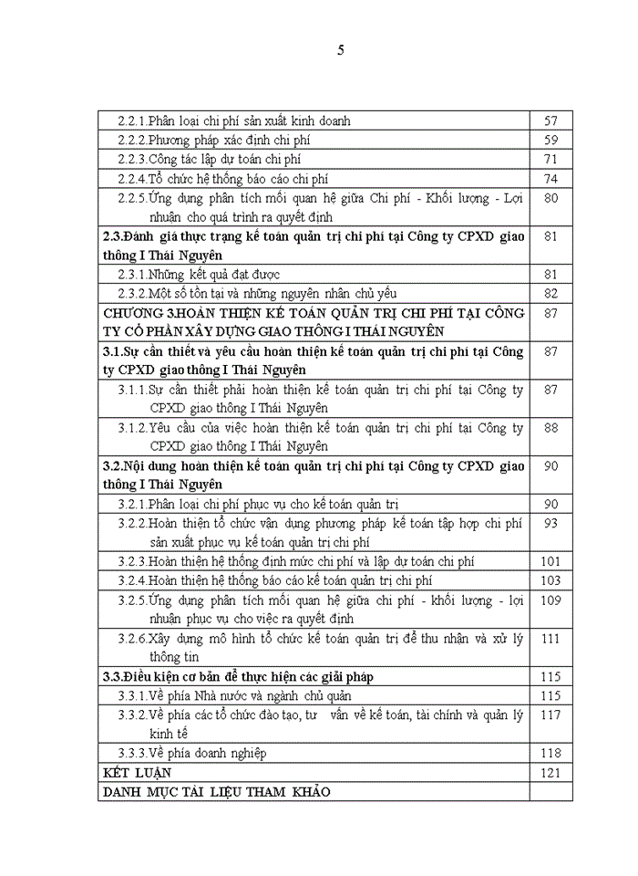 image for page Hoàn thiện kế toán quản trị chi phí tại Công ty cổ phần xây dựng giao thông I Thái Nguyên