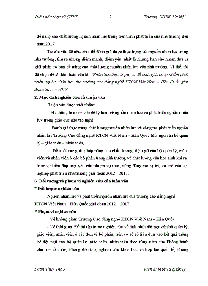 image for page Phân tích thực trạng và đề xuất giải pháp nhằm phát triển nguồn nhân lực cho Trường Cao đẳng nghề KTCN Việt Nam – Hàn Quốc giai đoạn 2012 - 2017.