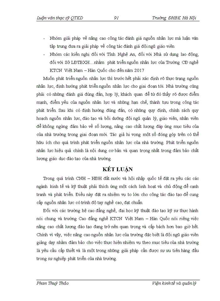 image for page Phân tích thực trạng và đề xuất giải pháp nhằm phát triển nguồn nhân lực cho Trường Cao đẳng nghề KTCN Việt Nam – Hàn Quốc giai đoạn 2012 - 2017.