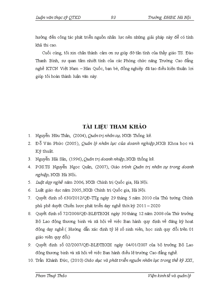 image for page Phân tích thực trạng và đề xuất giải pháp nhằm phát triển nguồn nhân lực cho Trường Cao đẳng nghề KTCN Việt Nam – Hàn Quốc giai đoạn 2012 - 2017.
