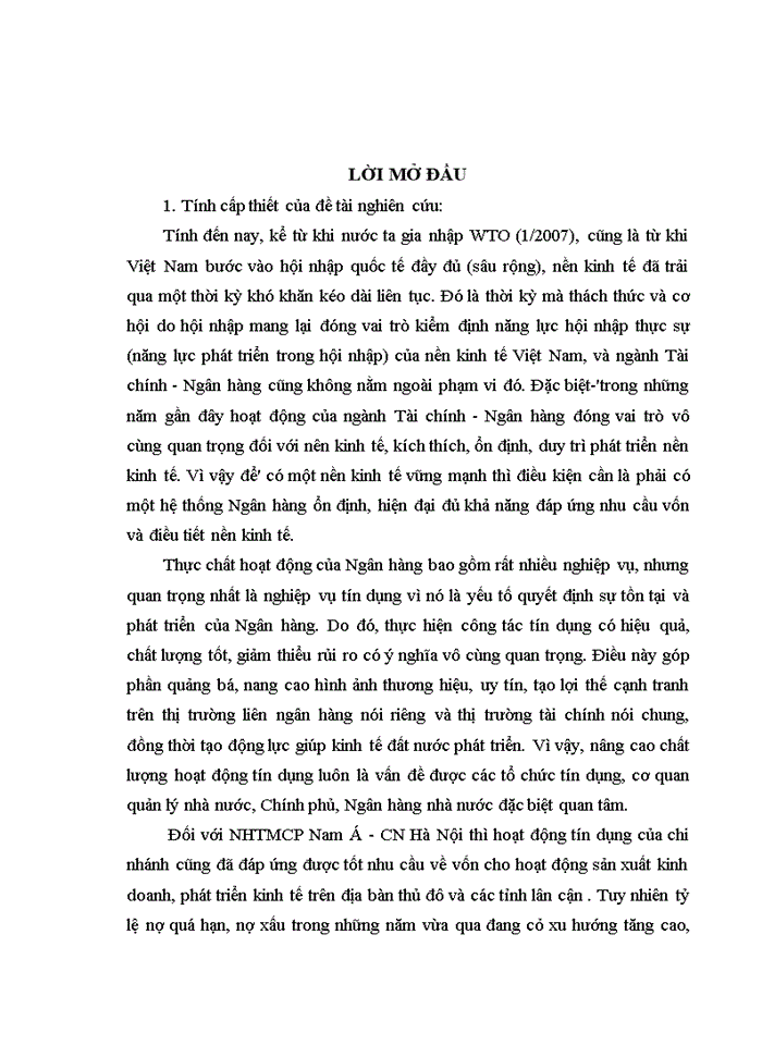 image for page Giải pháp nâng cao chất lượng tín dụng tại ngân hàng tmcp Nam Á - chi nhánh Hà Nội
