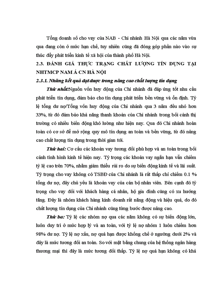 image for page Giải pháp nâng cao chất lượng tín dụng tại ngân hàng tmcp Nam Á - chi nhánh Hà Nội