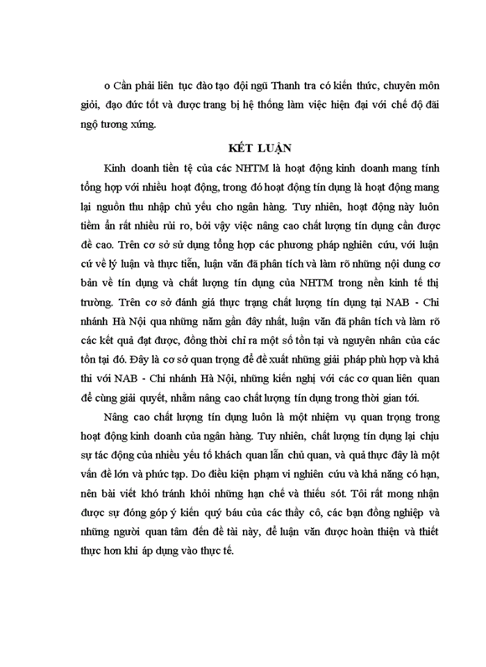 image for page Giải pháp nâng cao chất lượng tín dụng tại ngân hàng tmcp Nam Á - chi nhánh Hà Nội