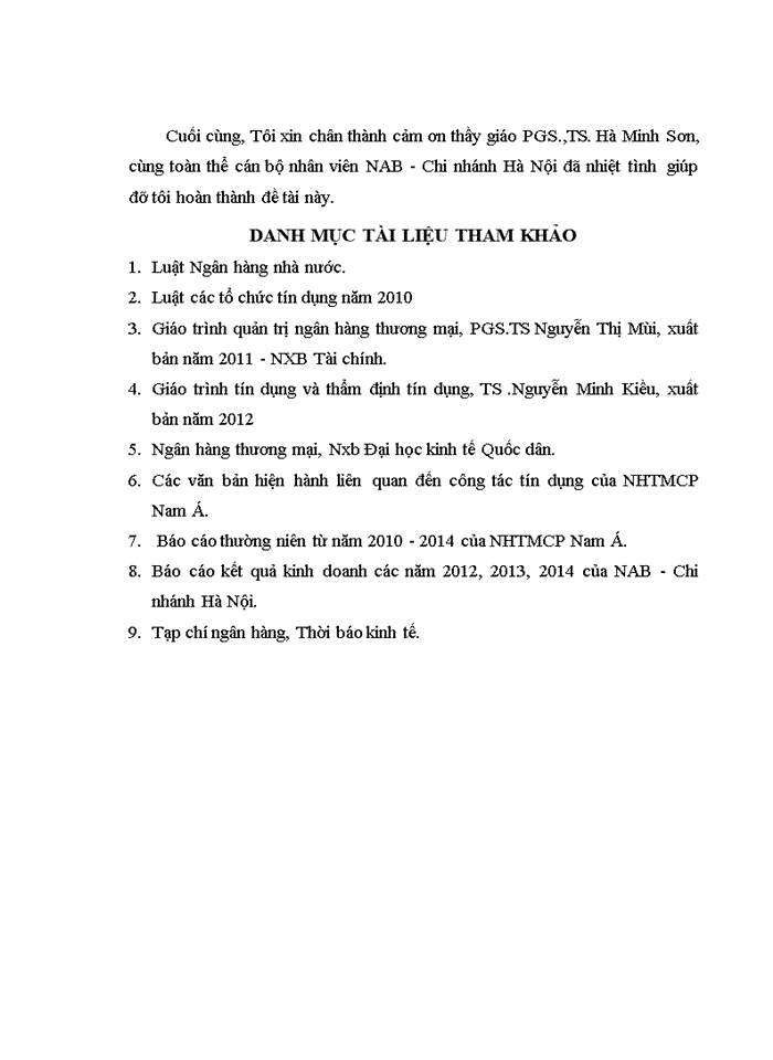 image for page Giải pháp nâng cao chất lượng tín dụng tại ngân hàng tmcp Nam Á - chi nhánh Hà Nội