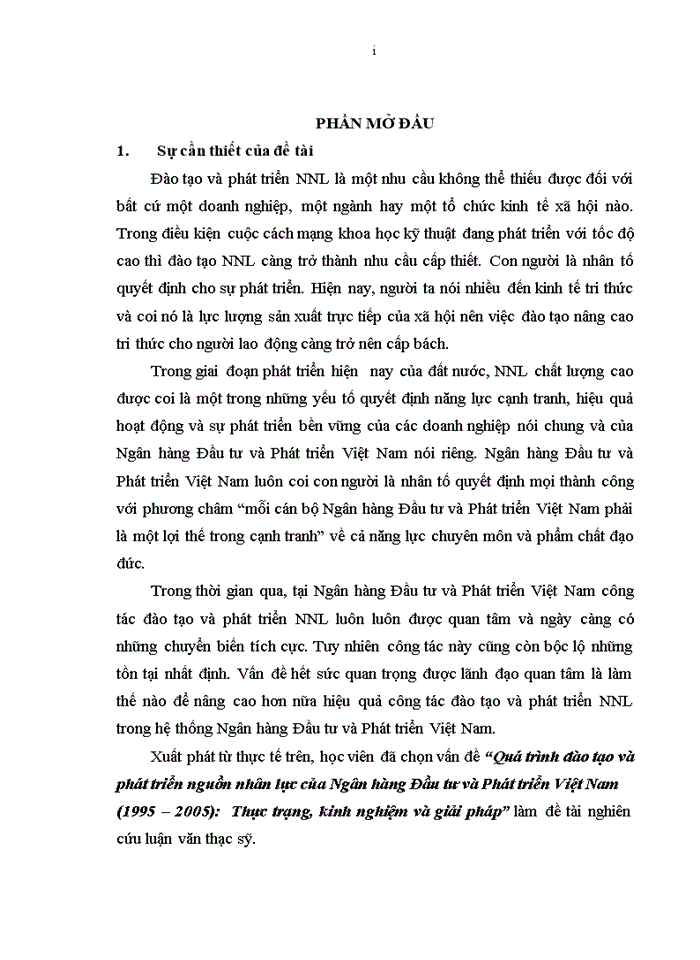 image for page Quá trình đào tạo và phát triển nguồn nhân lực của Ngân hàng Đầu tư và Phát triển Việt Nam (1995 – 2005):  Thực trạng, kinh nghiệm và giải pháp