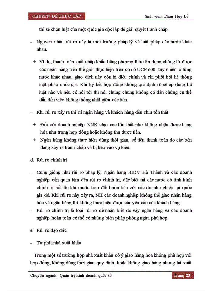 image for page Quản trị rủi ro trong thanh toán quốc tế tại Ngân hàng Đầu tư và Phát triển Việt Nam ( BIDV )  – Chi nhánh Hà Thành