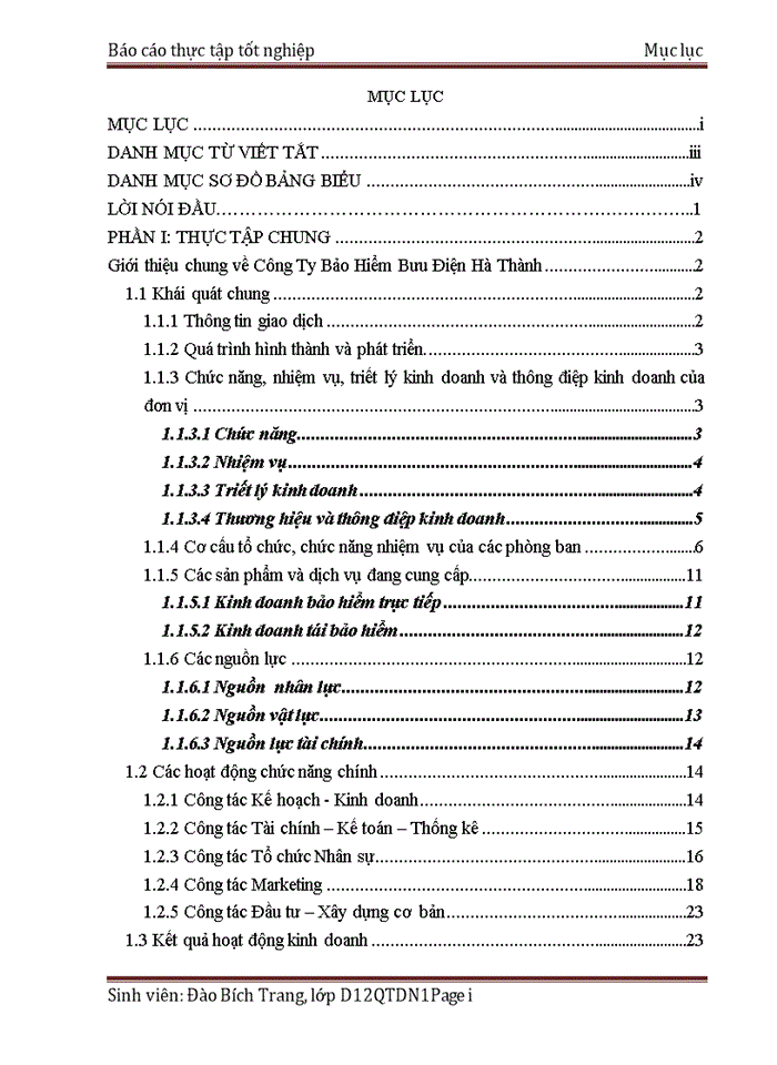 Báo cáo thực tập tổng hợp công ty Bảo Hiểm Bưu Điện Hà Thành