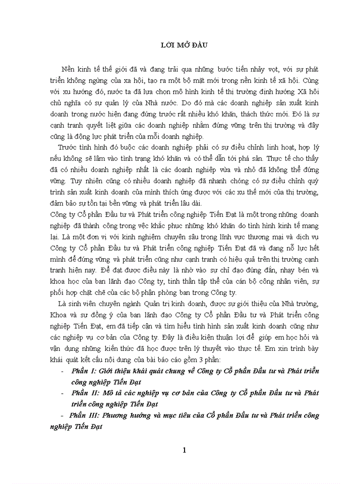 image for page Phương hướng và mục tiêu của công ty Cổ phần Đầu tư và Phát triển công nghiệp Tiến Đạ