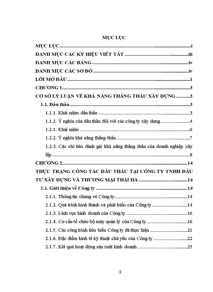 image for page Nâng cao khả năng thắng thầu tại Công ty TNHH Xây dựng Đầu tư và Thương  mại Thái Hà