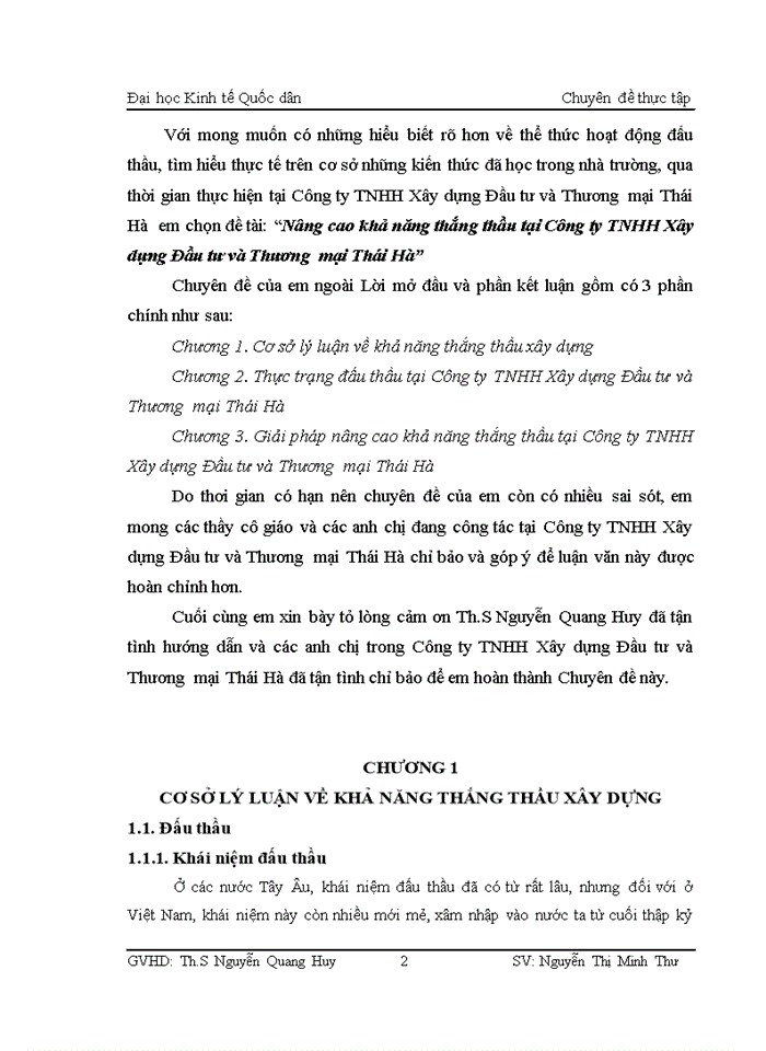 image for page Nâng cao khả năng thắng thầu tại Công ty TNHH Xây dựng Đầu tư và Thương  mại Thái Hà