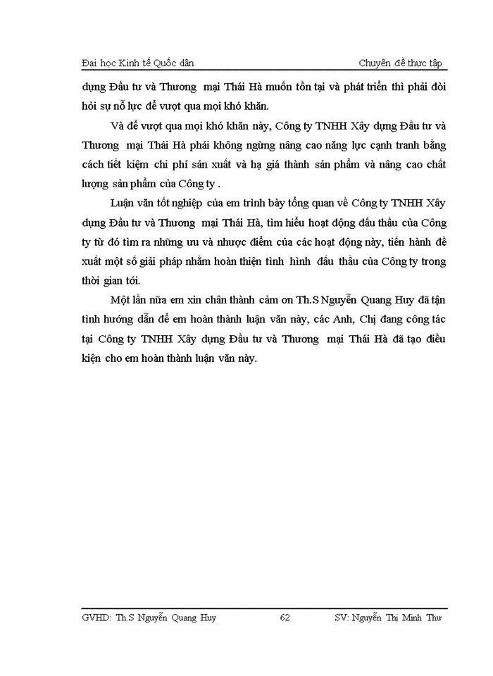 image for page Nâng cao khả năng thắng thầu tại Công ty TNHH Xây dựng Đầu tư và Thương  mại Thái Hà