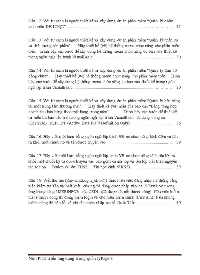 image for page Đề cương môn phát triển ứng dụng trong quản lý