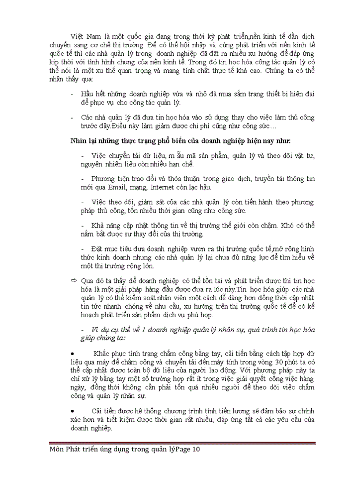 image for page Đề cương môn phát triển ứng dụng trong quản lý