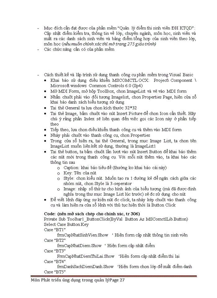 image for page Đề cương môn phát triển ứng dụng trong quản lý